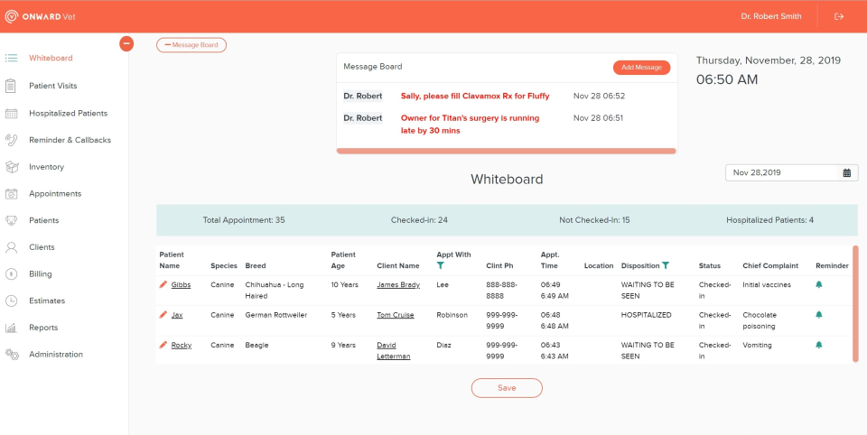 screenshot of Onward Vet